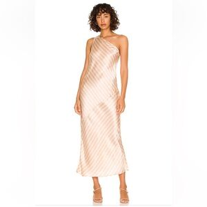 Weekend stories Philamena stripe midi dress in pink & ivory stripe